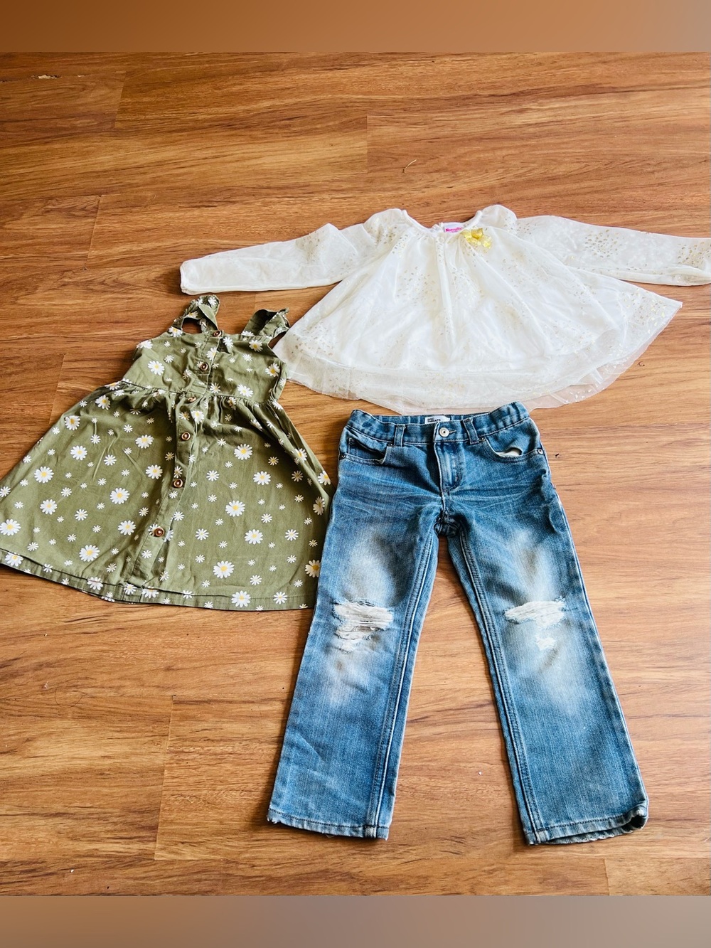 Blueberi Boulevard Olive Green Daisy Print Kids Bottoms